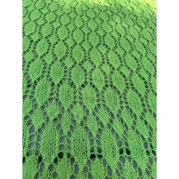 Mohair Wool Crochet Blanket lime green Hand Made Diamond Knit Throw 44x90” shawl - Picture 2 of 16
